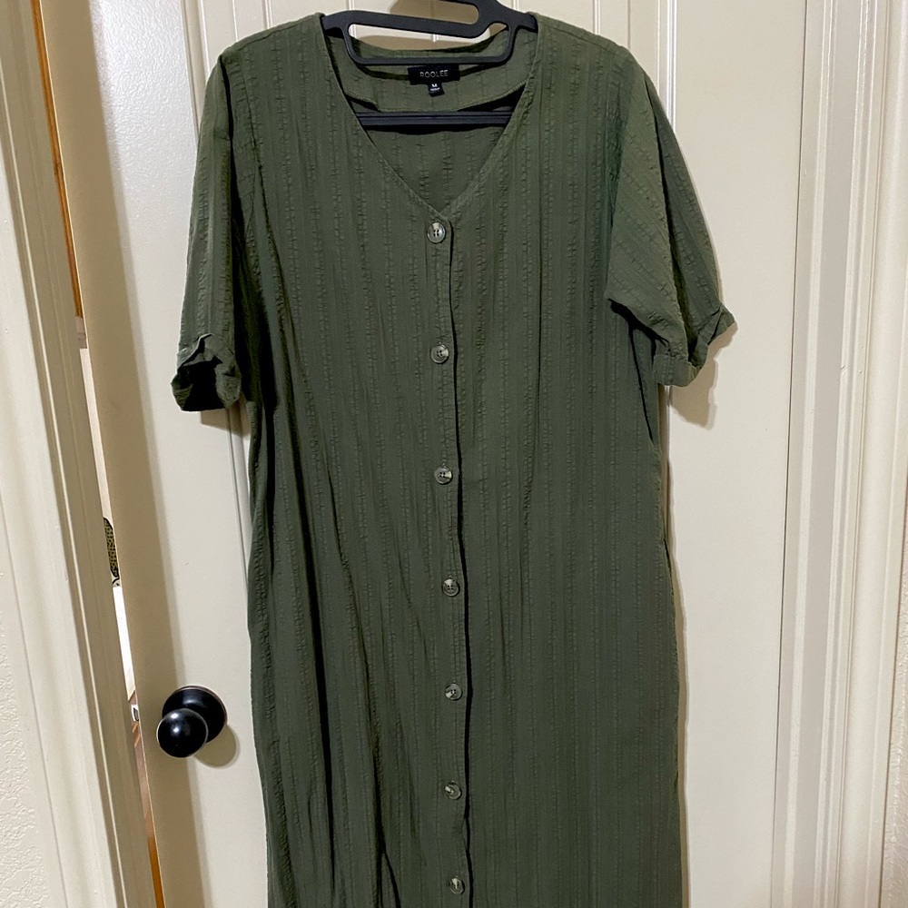 Hunter green ROOLEE midi-dress